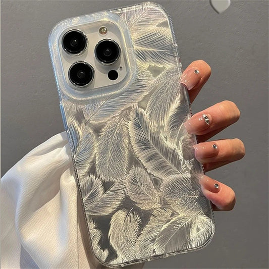 Fashion Laser Gradient Feather Pattern Phone Case