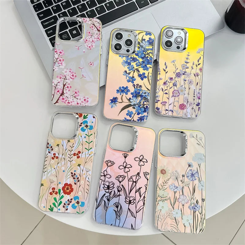 Laser Flower Luxury Electroplated Phone Case