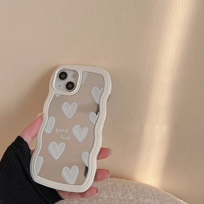 Lovely White Heart Makeup Mirror Phone Case