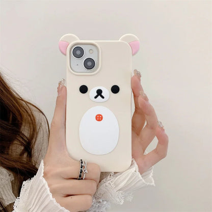 Cute 3D Pink Ears Big Mouth Bear Phone Case