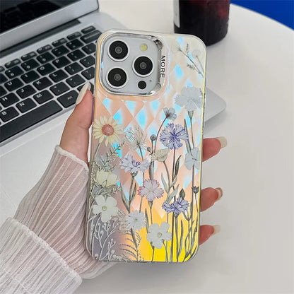 Laser Flower Luxury Electroplated Phone Case