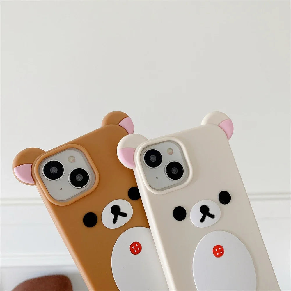 Cute 3D Pink Ears Big Mouth Bear Phone Case