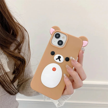 Cute 3D Pink Ears Big Mouth Bear Phone Case