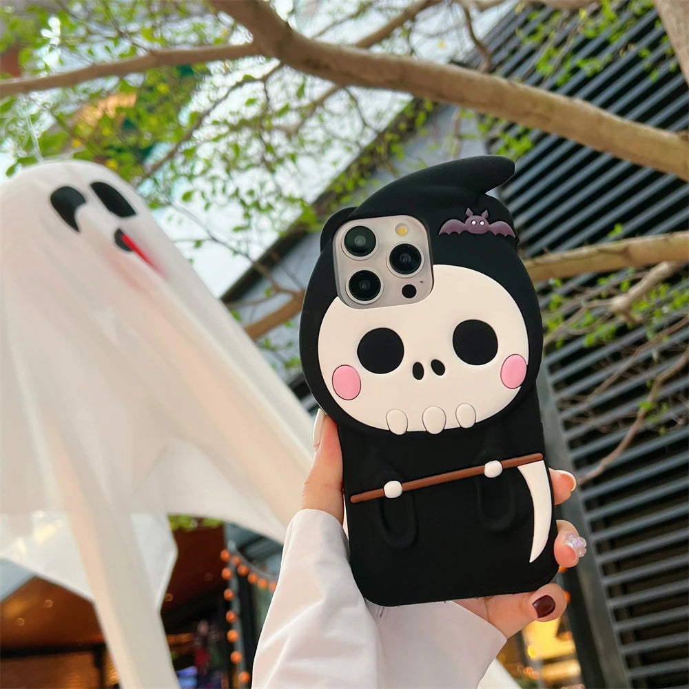 Cute 3D Halloween Skull Ghost Silicone Phone Case