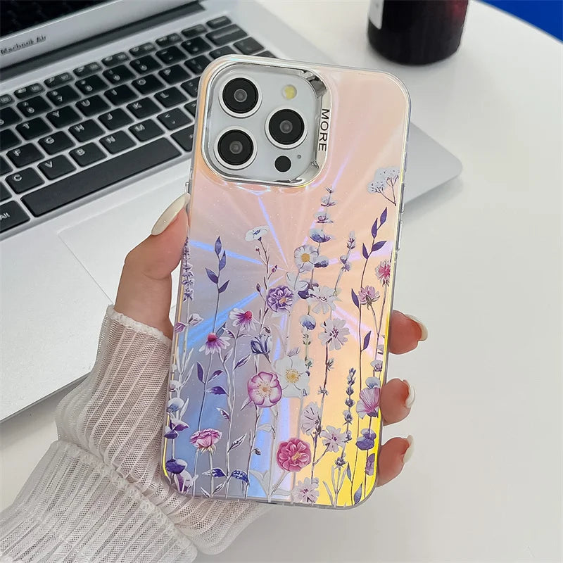 Laser Flower Luxury Electroplated Phone Case