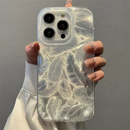 Fashion Laser Gradient Feather Pattern Phone Case