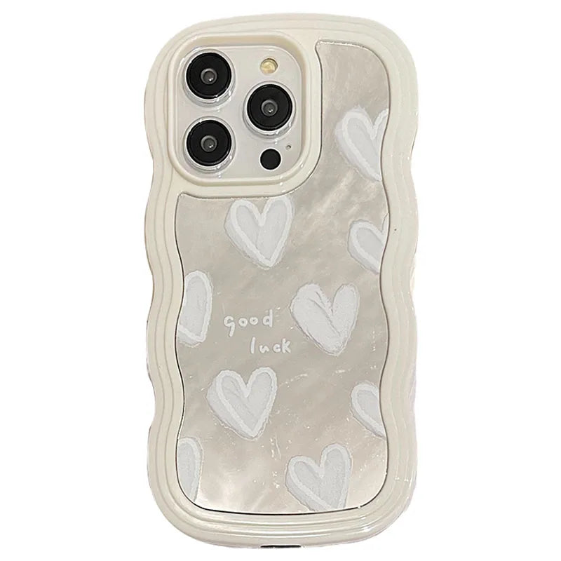 Lovely White Heart Makeup Mirror Phone Case