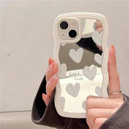 Lovely White Heart Makeup Mirror Phone Case