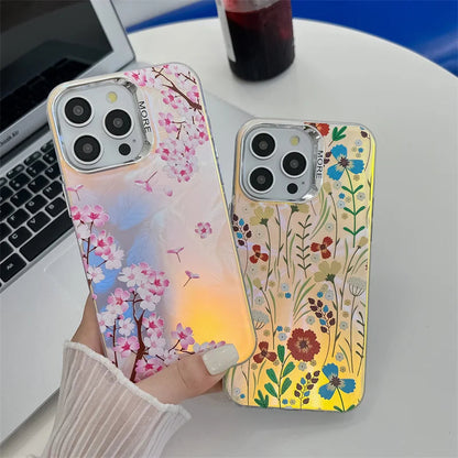 Laser Flower Luxury Electroplated Phone Case